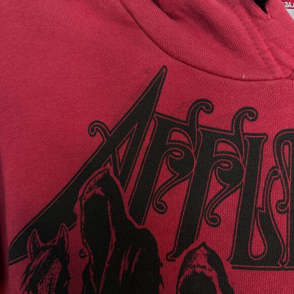 Affliction Hoodie Men Small Black Knight Graphic Pullover Y2K Gothic Grunge Red - Picture 8 of 12